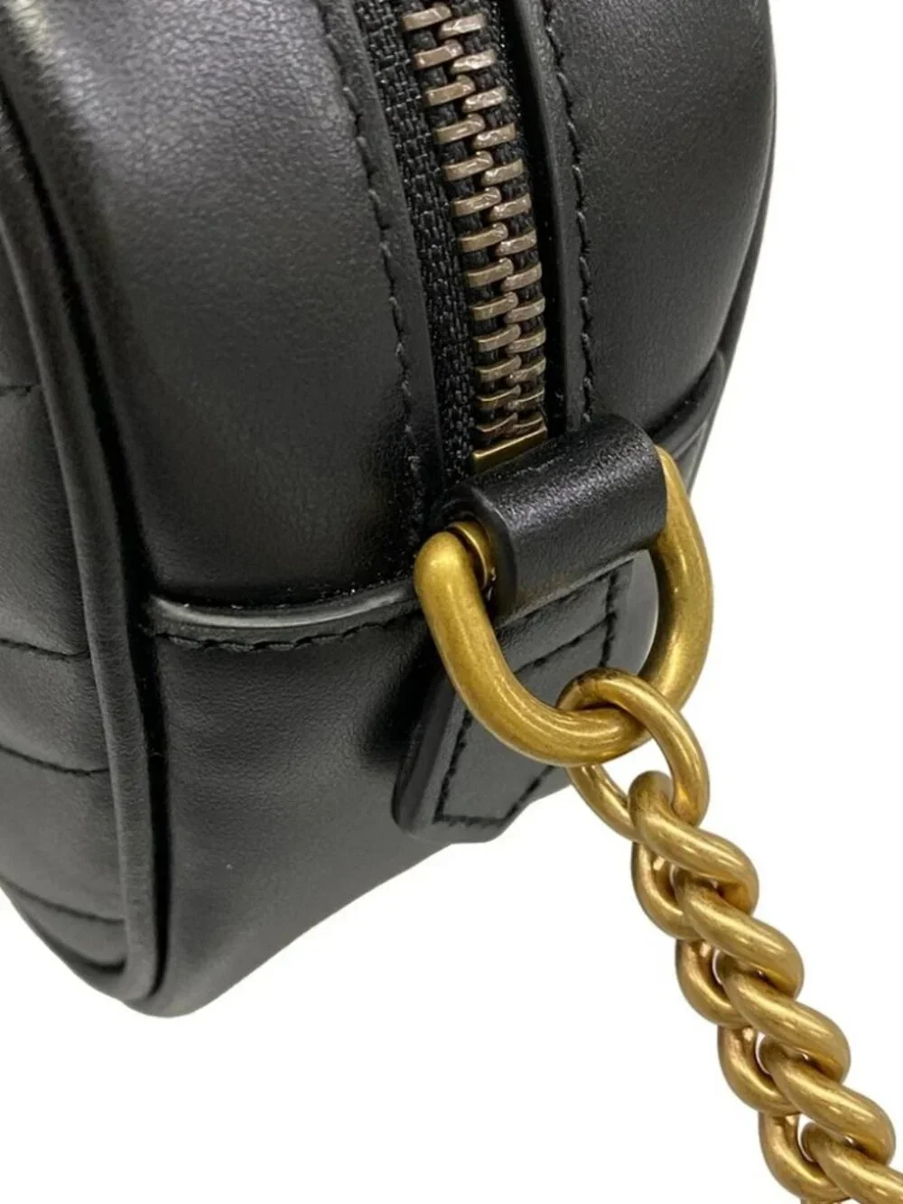 GUCCI GG Marmont Quilting Mini Bag 448065 Black Leather Shoulder Bag
